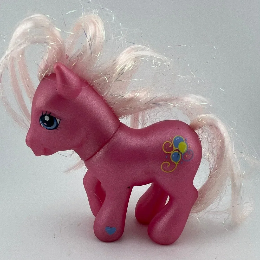 My Little Pony G3 Pinkie Pie 2003 Hasbro Pink Sparkle Pony Tinsel Hair Balloons‎